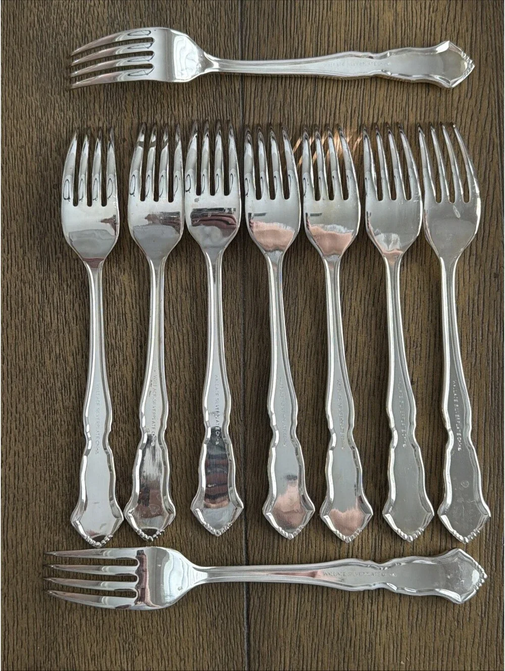 Wallace Deep Silver Centennial Silverplate Dinner Forks - Set of 9